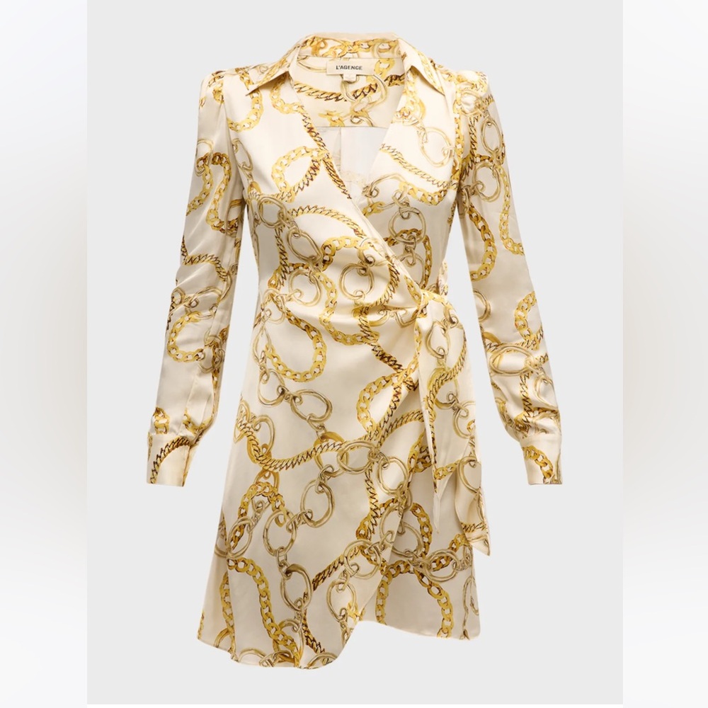 L’Agence Amani Wrap Dress - Gold Chains Size 2